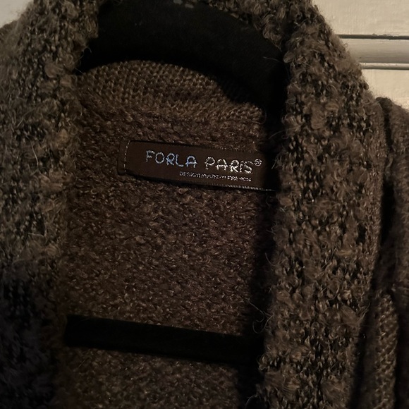 Forla Paris, Women’s size M, Y2K Brown Wool Blend Tie Cardigan Sweater - Picture 3 of 4